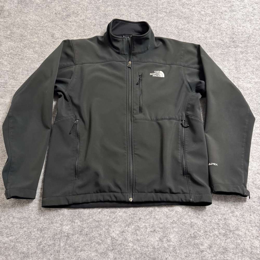 North Face Apex Jacket Black Softshell Full Zip Mens Medium